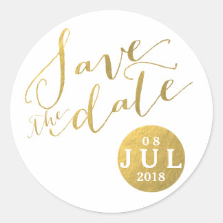 Sticker Rond Date du glamour à huile d'or | Enregistrer les sti