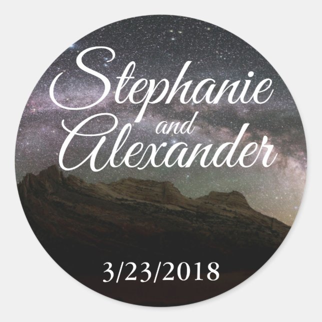Sticker Rond Date Mariage Mountain Sky (Devant)