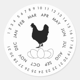 Sticker Rond Dates encerclées de poulet OEufs frais biologiques
