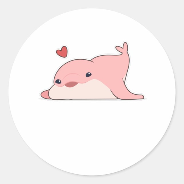 Sticker Rond Dauphin à l'amour avec le coeur (Devant)