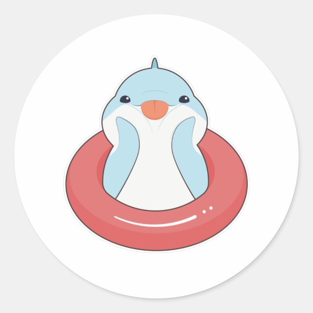 Sticker Rond Dauphin avec anneau de natation (Devant)