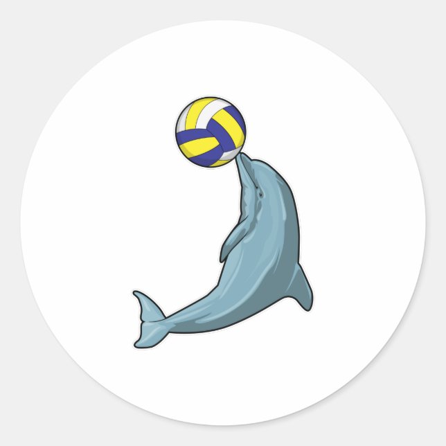 Sticker Rond Dauphin avec volleyball (Devant)