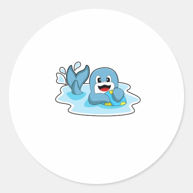 Sticker Rond Dauphin avec water polo (Devant)