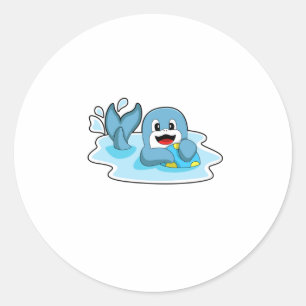 Sticker Rond Dauphin avec water polo