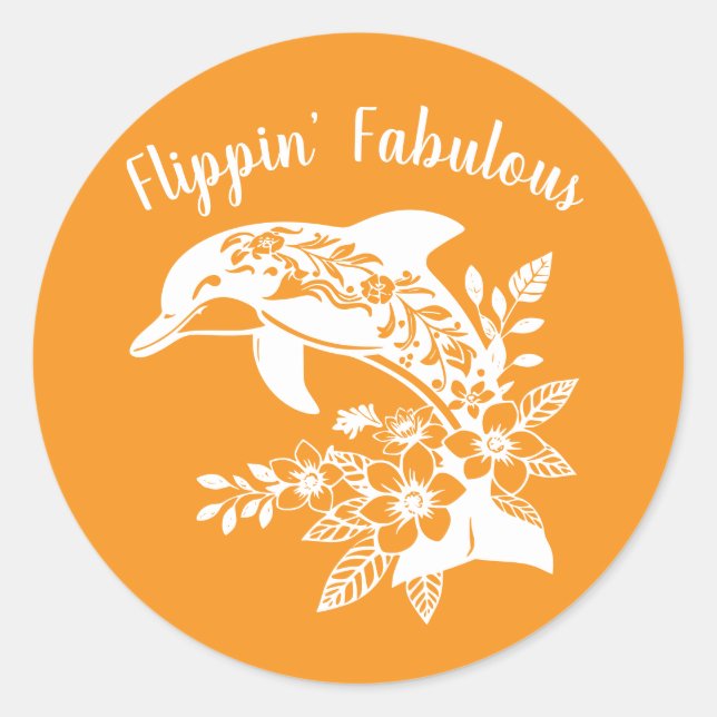 Sticker Rond Dauphin hawaïen Fabulous-Orange (Devant)