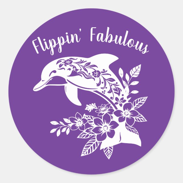 Sticker Rond Dauphin hawaïen Fabulous-violet (Devant)