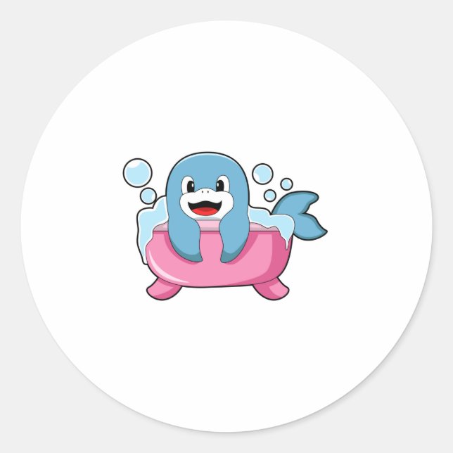 Sticker Rond Dauphin sur baignoire (Devant)