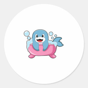 Sticker Rond Dauphin sur baignoire