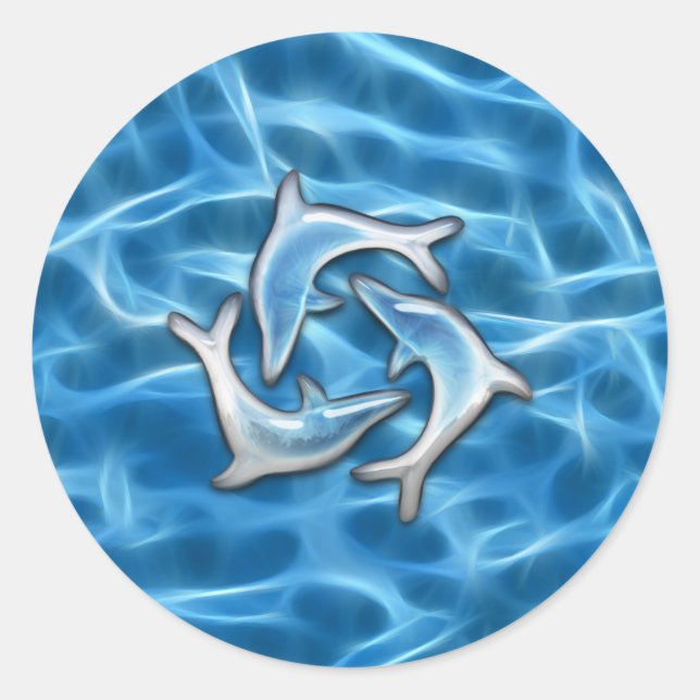 Sticker Rond Dauphins dans l'eau (Devant)