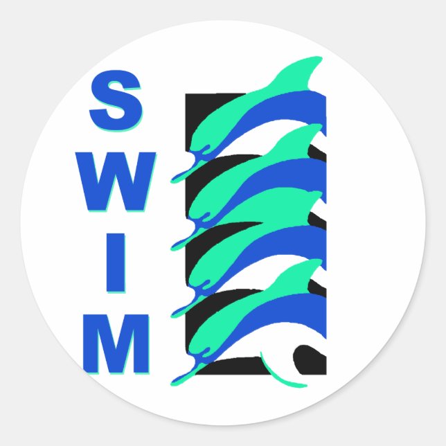 Sticker Rond Dauphins de natation (Devant)