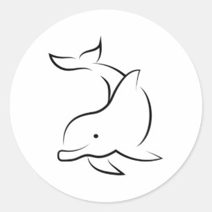 Sticker Rond Dauphins Mer Dolphin Océan Animal Eau Idée Cadeau