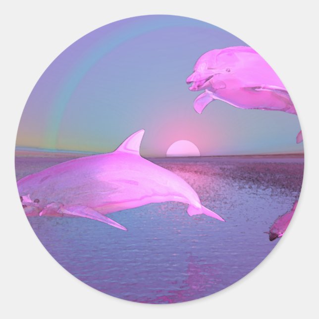 Sticker Rond Dauphins volants Imaginaires d'eau (Devant)