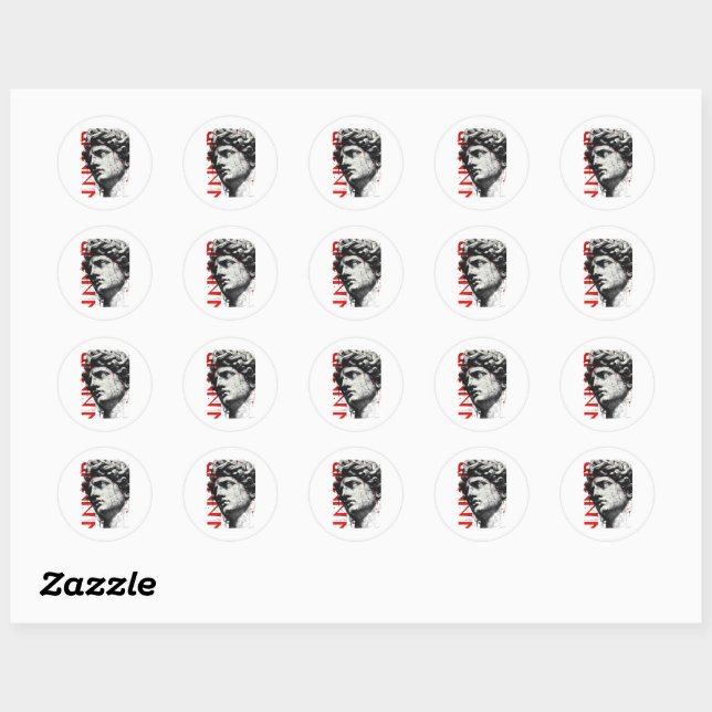 Sticker Rond David Bust Moderne Street Art Edgy (Feuille)