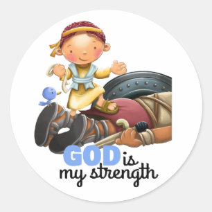 Sticker Rond David et Goliath enfants page d'autocollant du ver