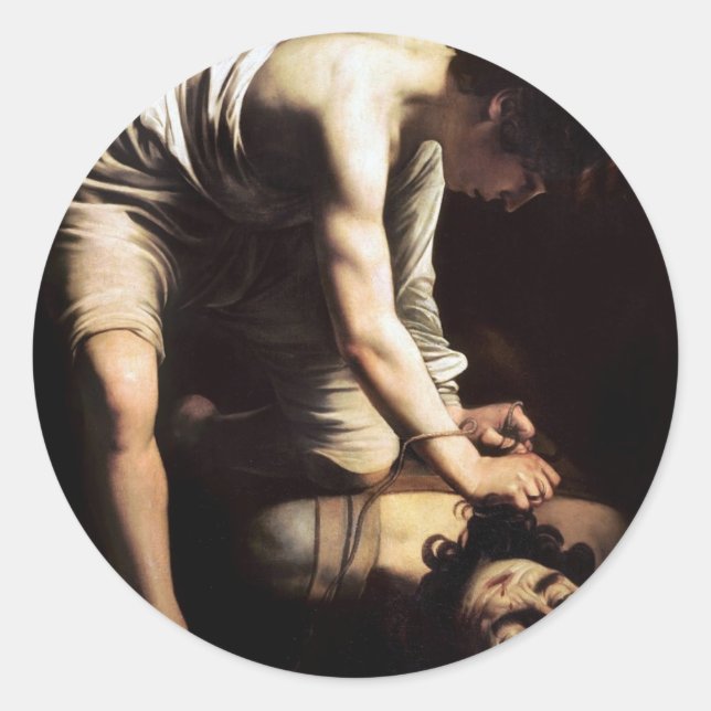 Sticker Rond David et Goliath par Caravaggio (Devant)