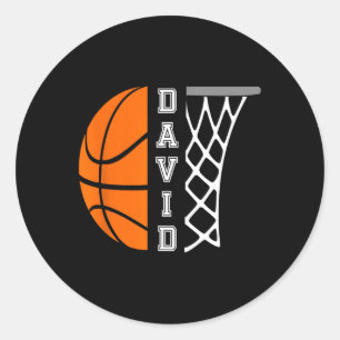 Sticker Rond David Nom Personnalisé Joueur De Basket-Ball