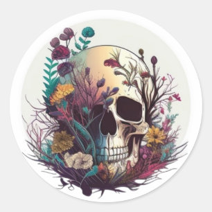 Sticker Rond Day of the Dead-Sugar Skull