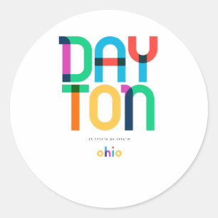 Sticker Rond Dayton Ohio Mid Century, Pop Art,