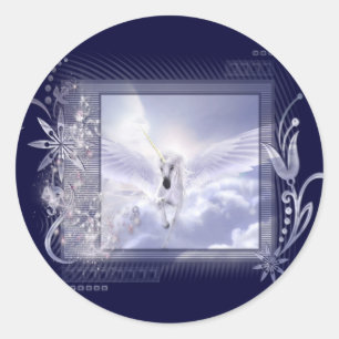 Sticker Rond Dazzling Flying Unicorn série de balises