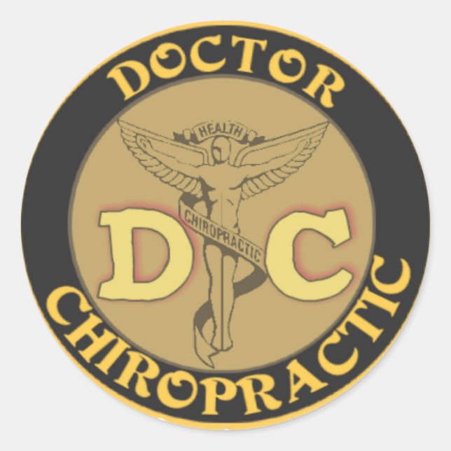 STICKER ROND DC LOGO - MÉDECIN CHIROPRACTIQUE CADUCEUS (Devant)