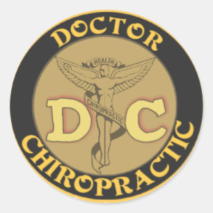 STICKER ROND DC LOGO - MÉDECIN CHIROPRACTIQUE CADUCEUS