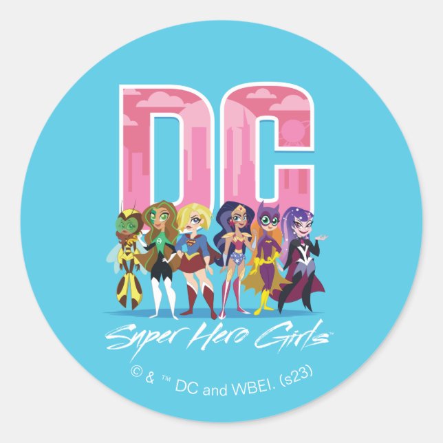 Sticker Rond DC Super Hero Girls Lineup (Devant)