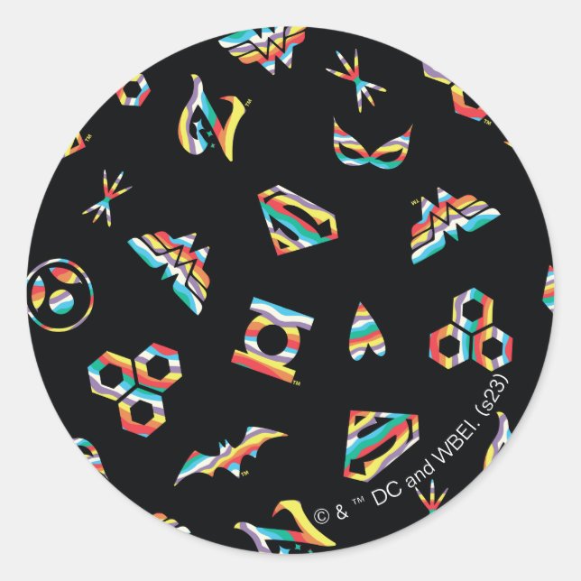 Sticker Rond DC Super Hero Girls Rainbow Icon Motif (Devant)