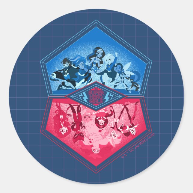 Sticker Rond DC Super Hero Girls Teamwork Bataille (Devant)