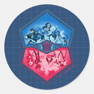Sticker Rond DC Super Hero Girls Teamwork Bataille