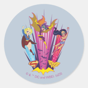 Sticker Rond DC Super Hero Girls Trio