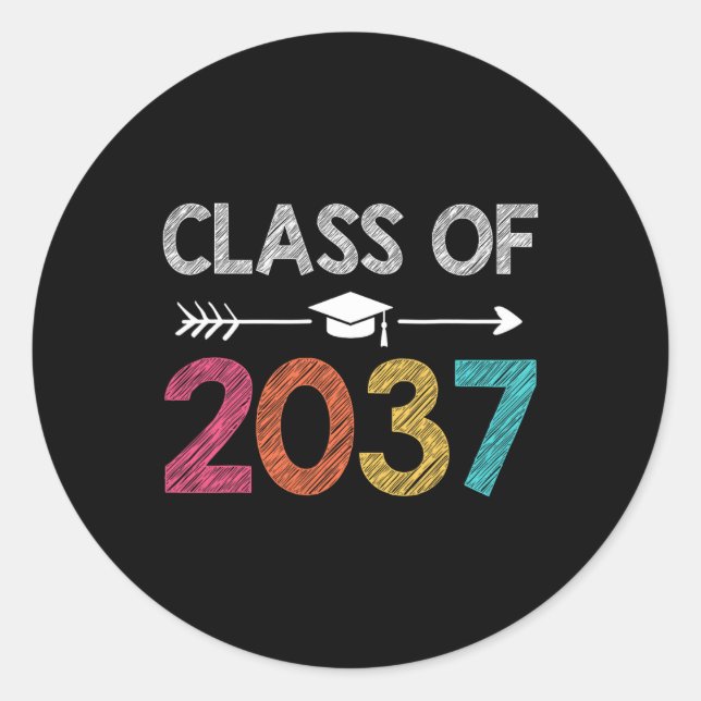 Sticker Rond De 2037 Est 2024 Grow With Me Handprints K À 12 K (Devant)