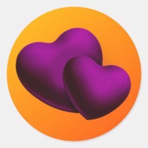 Sticker rond de coeur violet
