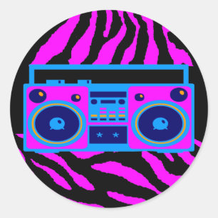 Sticker Rond De COREY de TIGRE RÉTROS BOOMBOX RAYURES de TIGRE