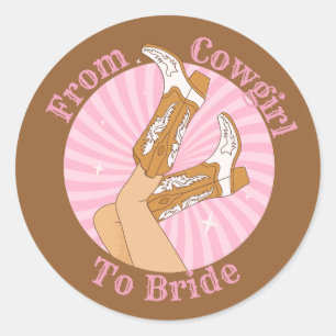 Sticker Rond de cow girl à mariée enterrement de vie de jeune f