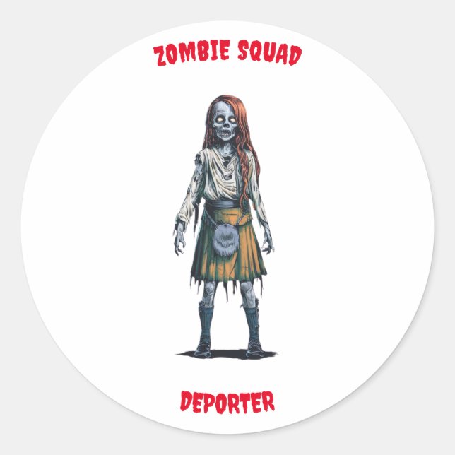 Sticker rond de déporter de l'équipe de zombie (Devant)