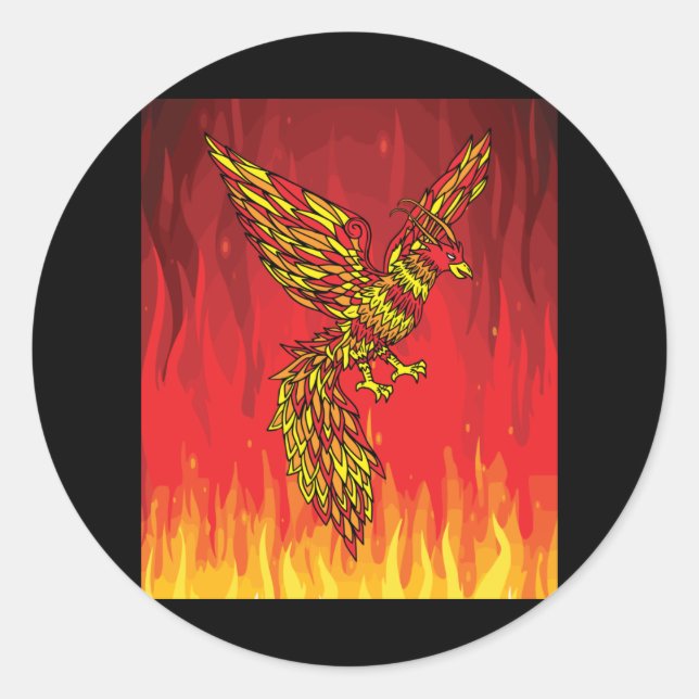 Sticker Rond De Feu Et Flames Phoenix Bird (Devant)