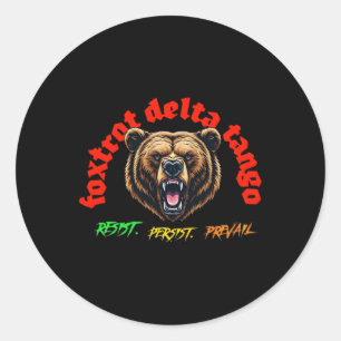 Sticker Rond De Foxtrot Delta Tango - Gothique Bold Typographie