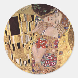 Sticker Rond ~ de Gustav Klimt le baiser