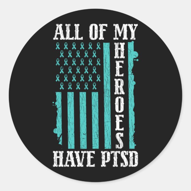 Sticker Rond De héros ont un trouble de stress post-traumatique (Devant)