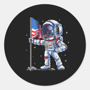 Sticker Rond De Juillet Astronaut États-Unis Drapeau Américain