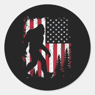 Sticker Rond De Juillet Bigfoot Sasquatch Drapeau Américain Pat