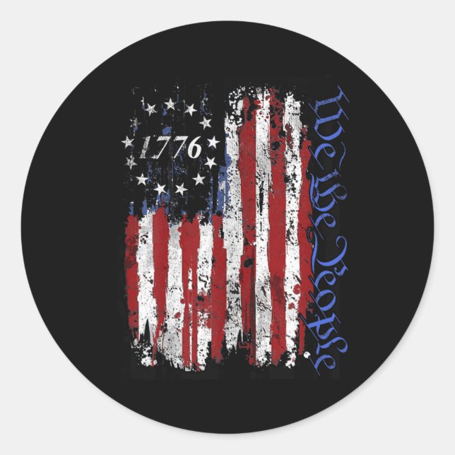 Sticker Rond De Juillet Chemises Nous Le Peuple 1776 Drapeau Us (Devant)
