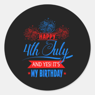 Sticker Rond De Juillet Feu d'Anniversaire Américain Patriotiqu
