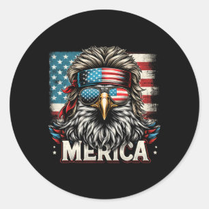Sticker Rond De Juillet Patriotic Funny Eagle Juillet 4 Usa Mer