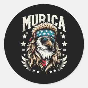 Sticker Rond De Juillet Patriotic Funny Eagle Juillet 4 Usa Mur