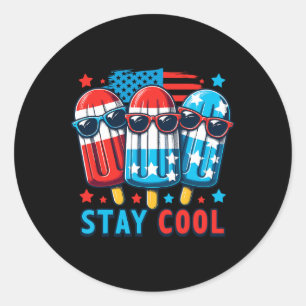 Sticker Rond De Juillet Patriotique Américain Drapeau Ice Pop P