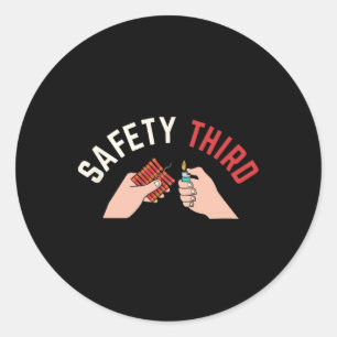 Sticker Rond De Juillet Patriotique Fireworks Safety Troisième