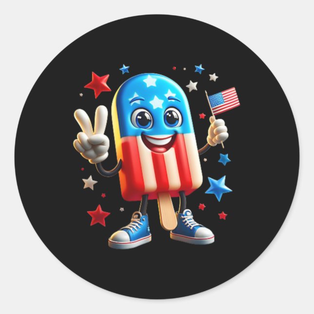Sticker Rond De Juillet Popsicle Drapeau Américain Front Patrio (Devant)