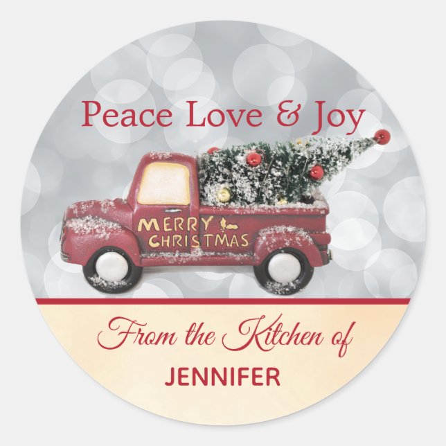 Sticker Rond De la cuisine de | Camion de Noël rouge (Devant)