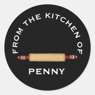 Sticker Rond De la cuisine de minimaliste à rouleaux noir blanc